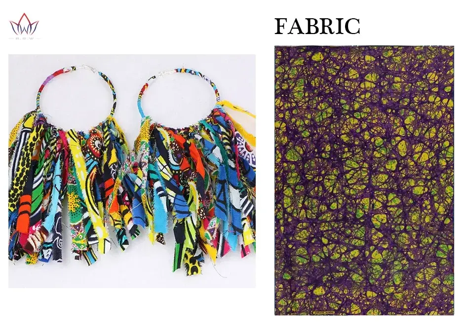 Thumbnail: African Cloth Fabric Earrings Handmade Earrings