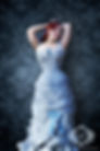 Pale blue Victorian corsetted gown