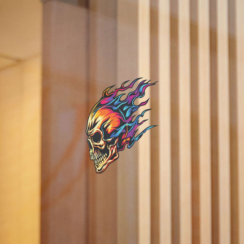 Thumbnail: Flaming Neon Skull Sticker Left Facing | Die-Cut Sticker