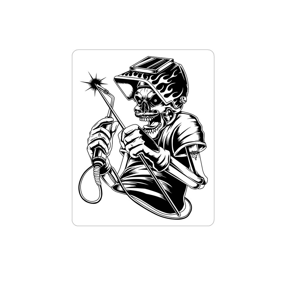Thumbnail: Skeleton Welder Sticker Die-Cut Sticker | Transparent Outdoor Sticker