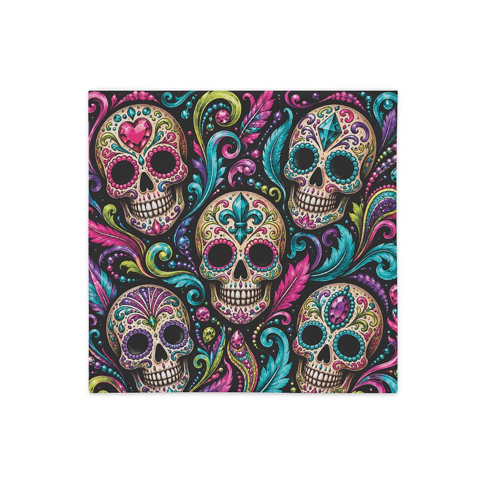 Thumbnail: Colorful Sugar Skull Throw Pillow 