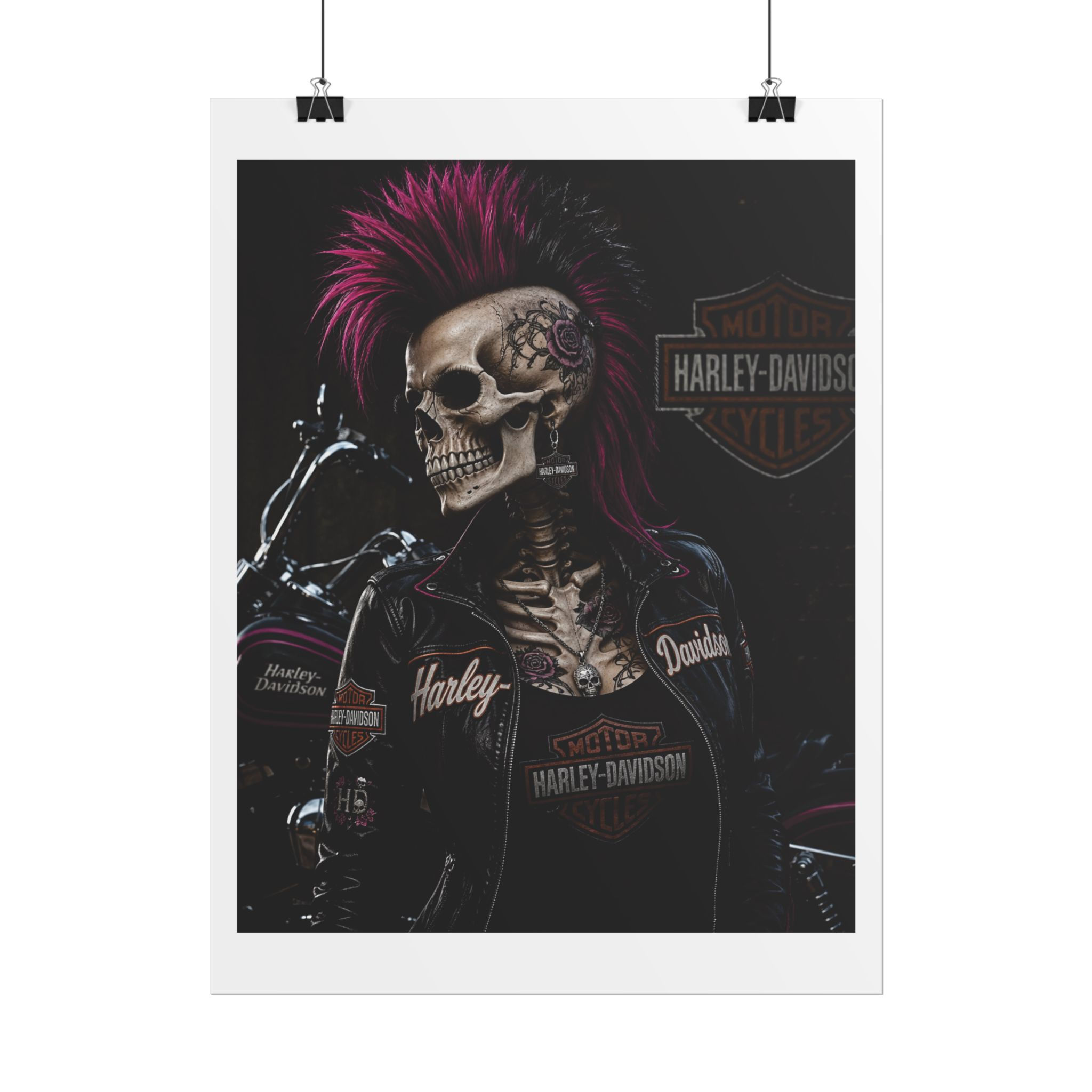 Punk Skull Biker Rolled Poster | Harley-Davidson Motorcycle Art
