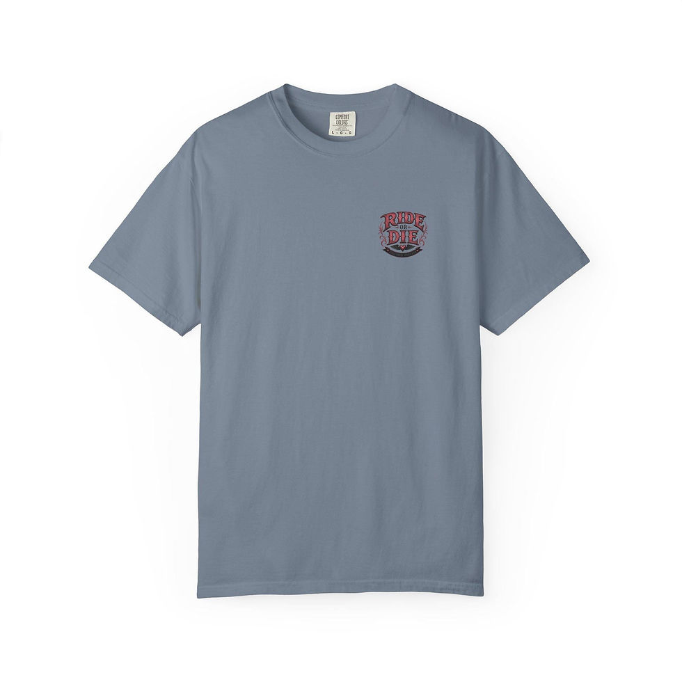 Thumbnail: Ride or Die Motorcycle T-Shirt | Biker Sunset Back Print
