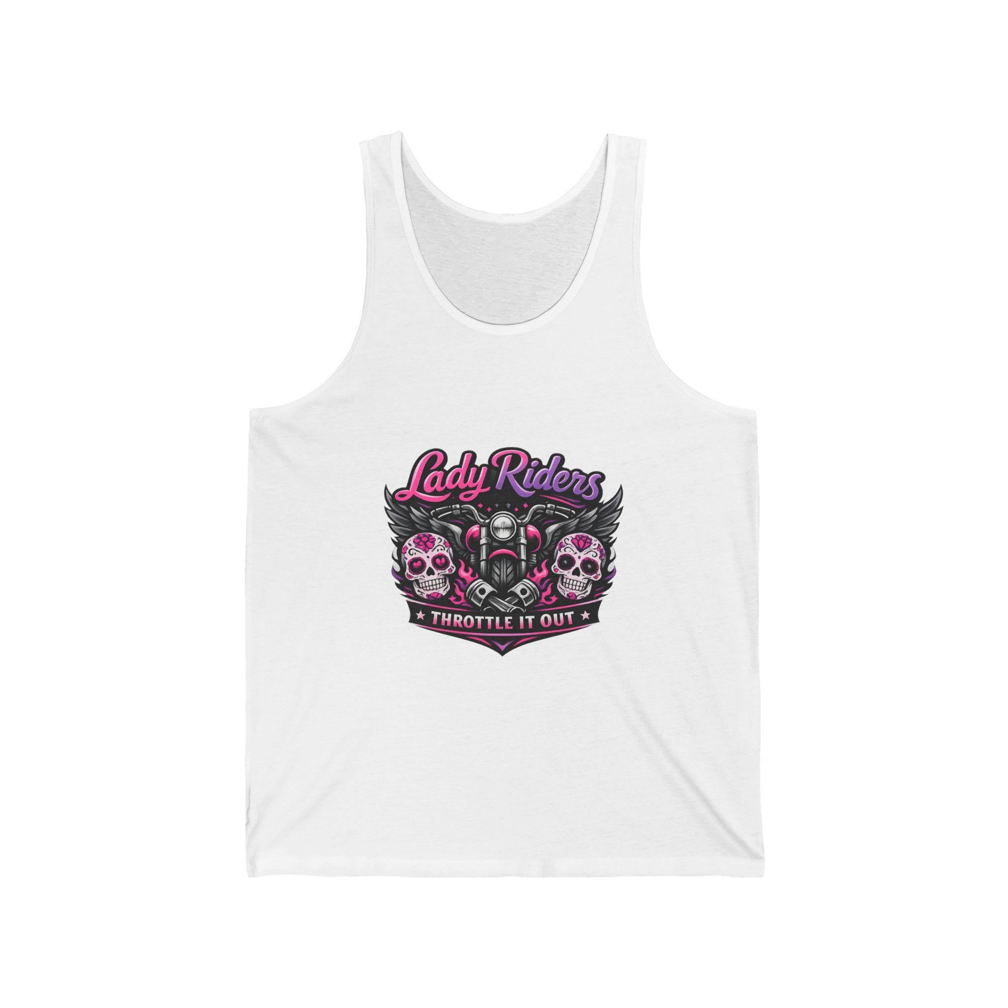 Lady Riders skull motorcycle helmet tank top | Throttle It Out