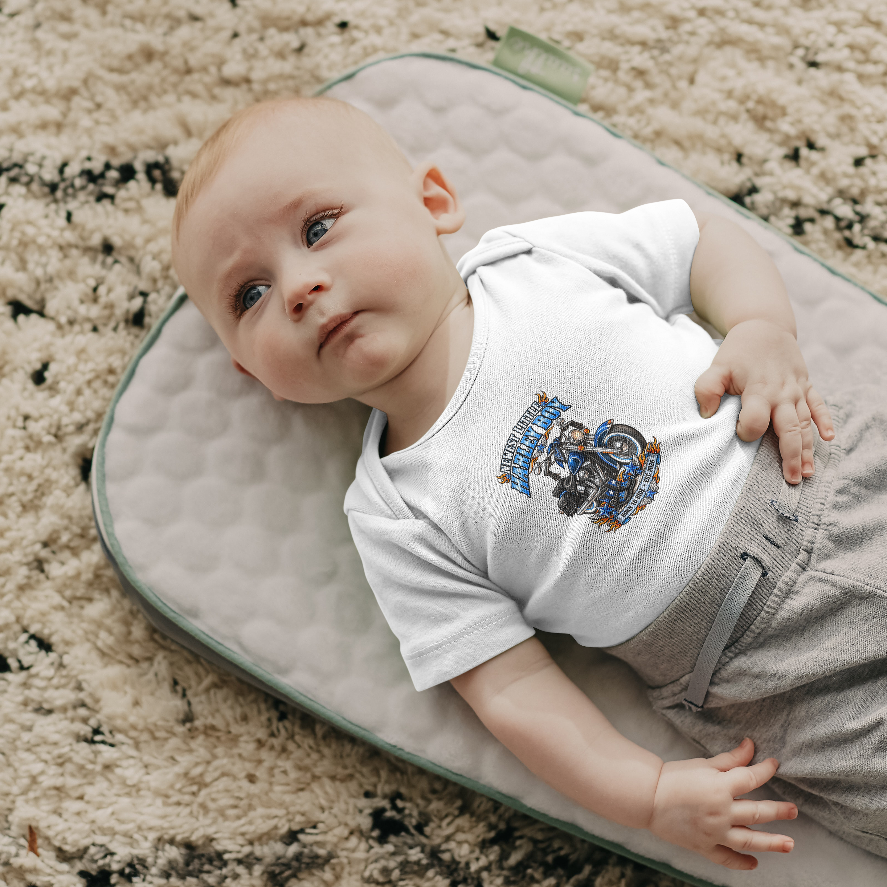 Vintage Biker Motorcycle Onesie | Baby Short Sleeve Onesie