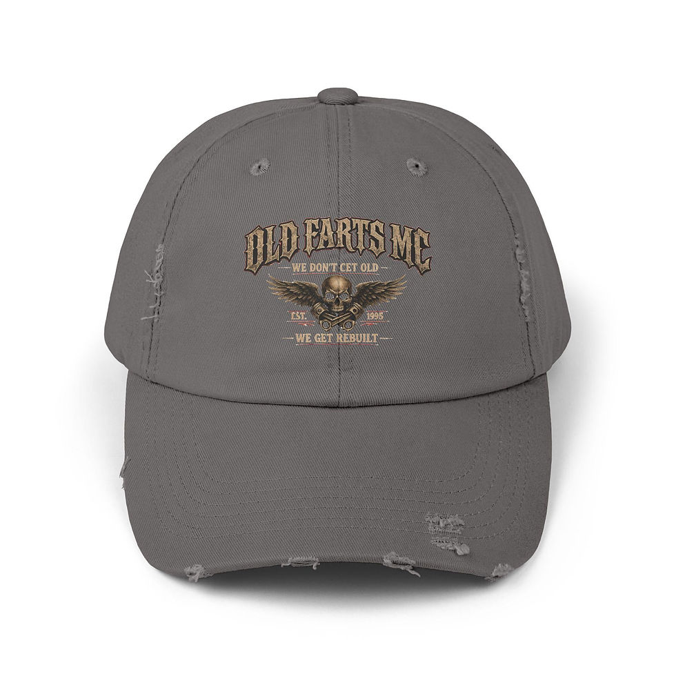 Thumbnail: Old Farts MC Distressed Cap Vintage Skull Motorcycle Hat