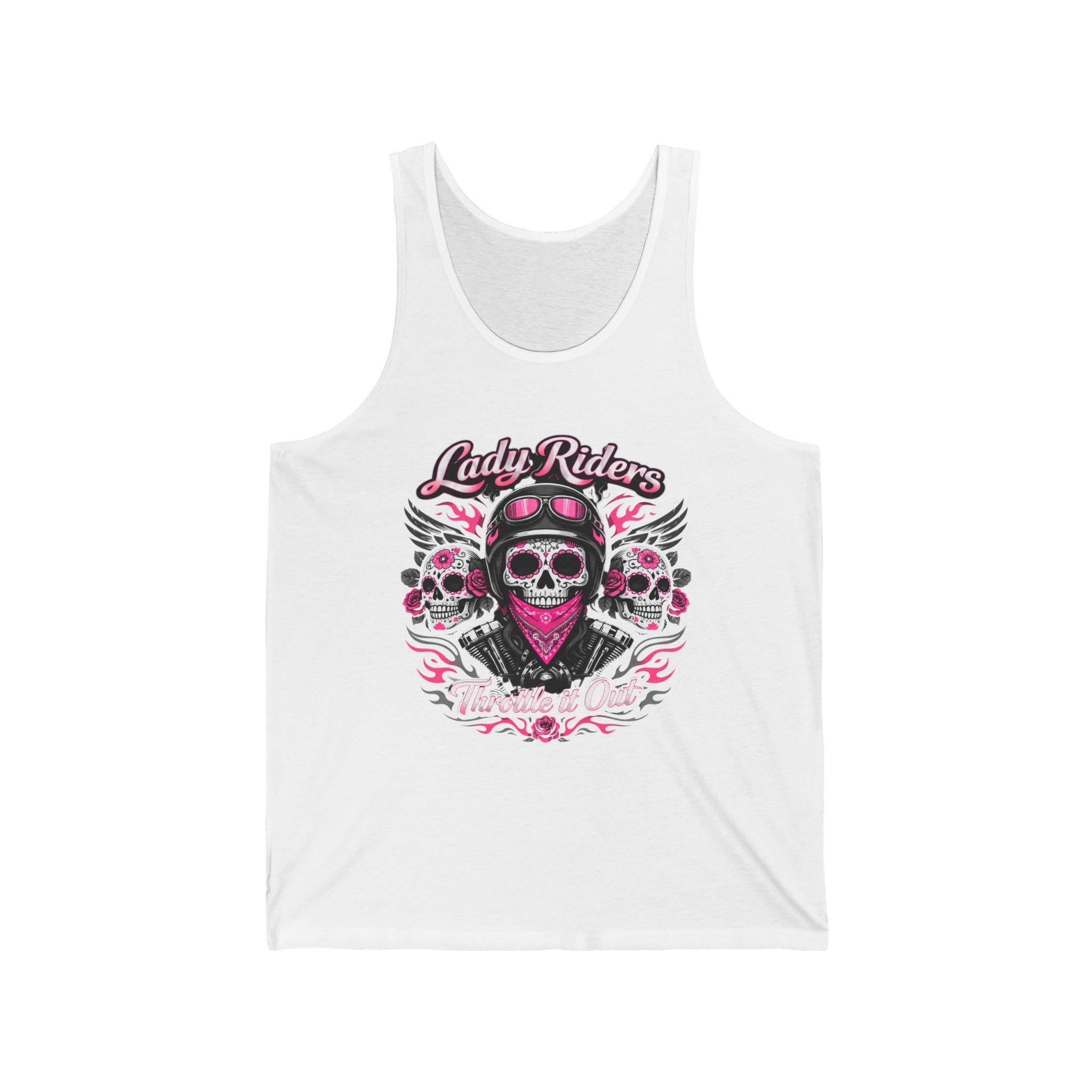 Lady Riders Skull Bandana tank top | Biker Skull Graphic Tank