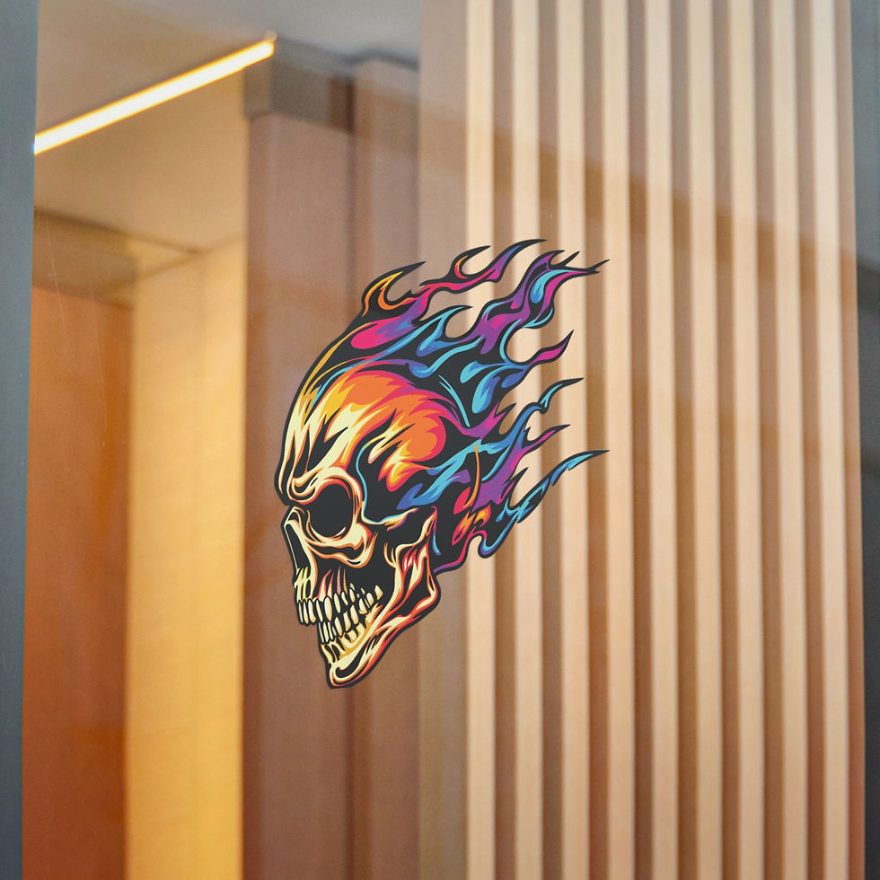 Thumbnail: Flaming Neon Skull Sticker Left Facing | Die-Cut Sticker