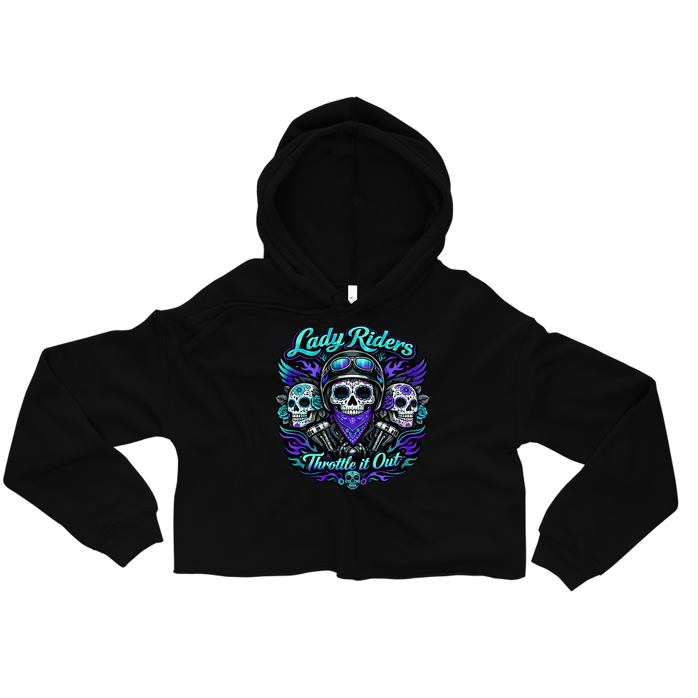 Thumbnail: Lady Riders Throttle It Out Crop Hoodie