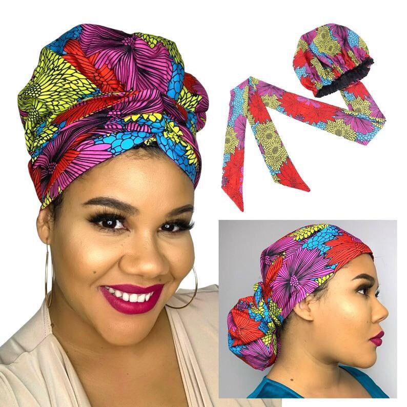 Thumbnail: Maryam's Diamond Style African Print Ankara  Wrap Up Cap