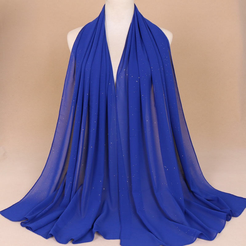 Thumbnail: Maryam's Essential Premium Plain Chiffon Hijab with Silver Dot Hijab