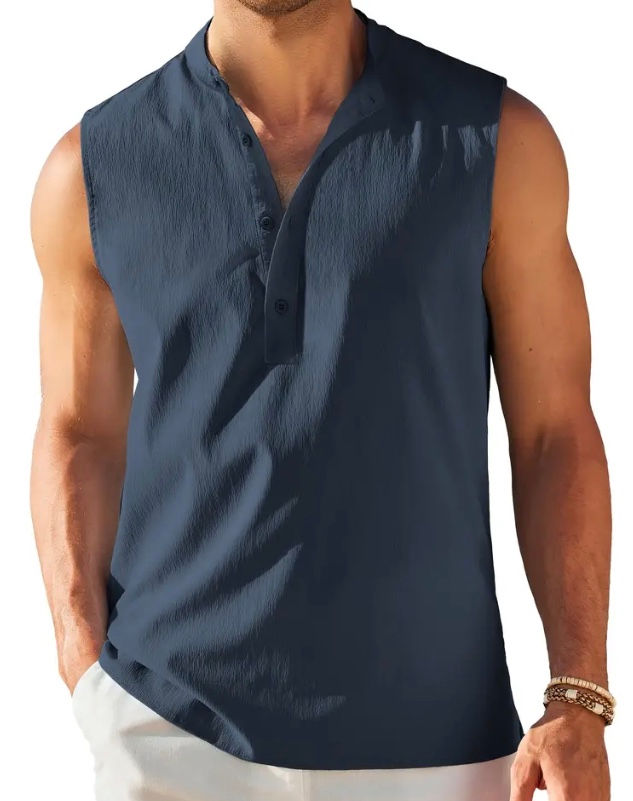 Maryam’s Essential Lightweight Button Sleeveless Cotton Top Tank