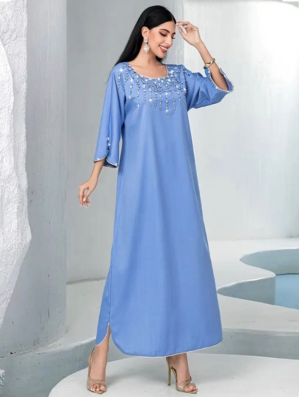 Thumbnail: Maryam’s Essential Luxury Diamanté Artisan Crafted Arab Maxi Length Dress
