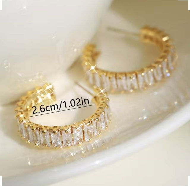 Thumbnail: Maryam’s Essential Luxury Circle Shiny Gems Hoop Earrings