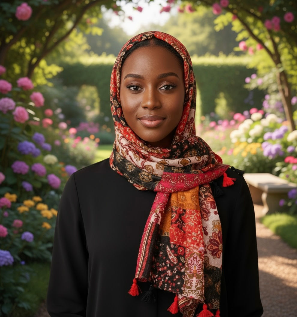 Maryam's Essential Flower Printed Cotton Viscose Tassels Hijab