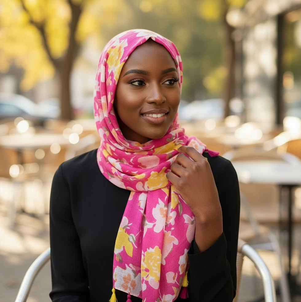 Thumbnail: Maryam's Essential Flower Printed Polyester Tassels Hijab