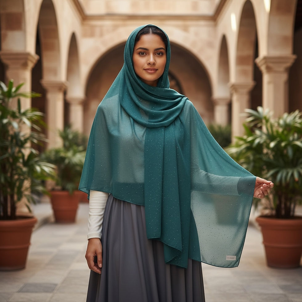 Thumbnail: Maryam's Essential Premium Plain Chiffon Hijab with Silver Dot Hijab