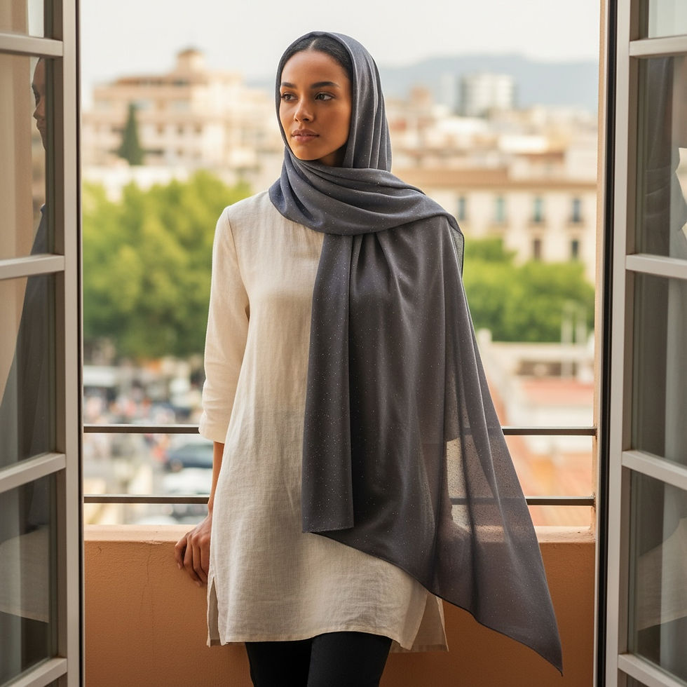 Thumbnail: Maryam's Essential Premium Plain Chiffon Hijab with Silver Dot Hijab