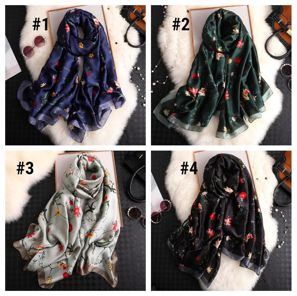 Thumbnail: Maryam's Essential Stunning Silk Satin Printed Shawl/Hijab