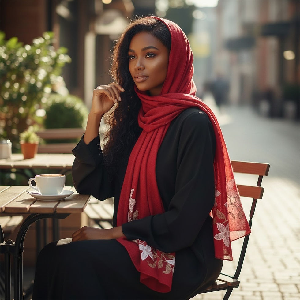 Thumbnail: Maryam's Essential Premium Lilies Embroidered Cotton Hijab/Scarf