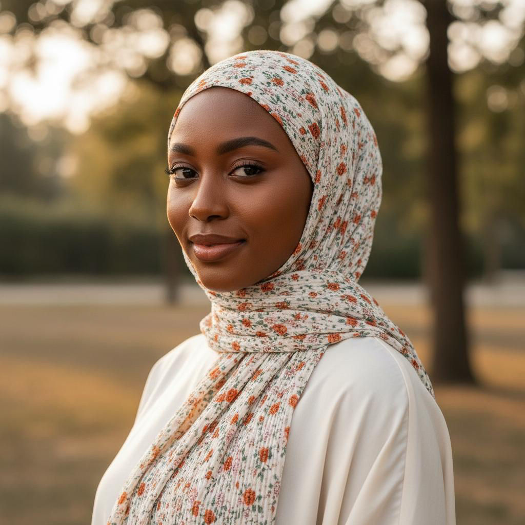 Maryam’s Essential Premium Printed Pleated Chiffon Hijab