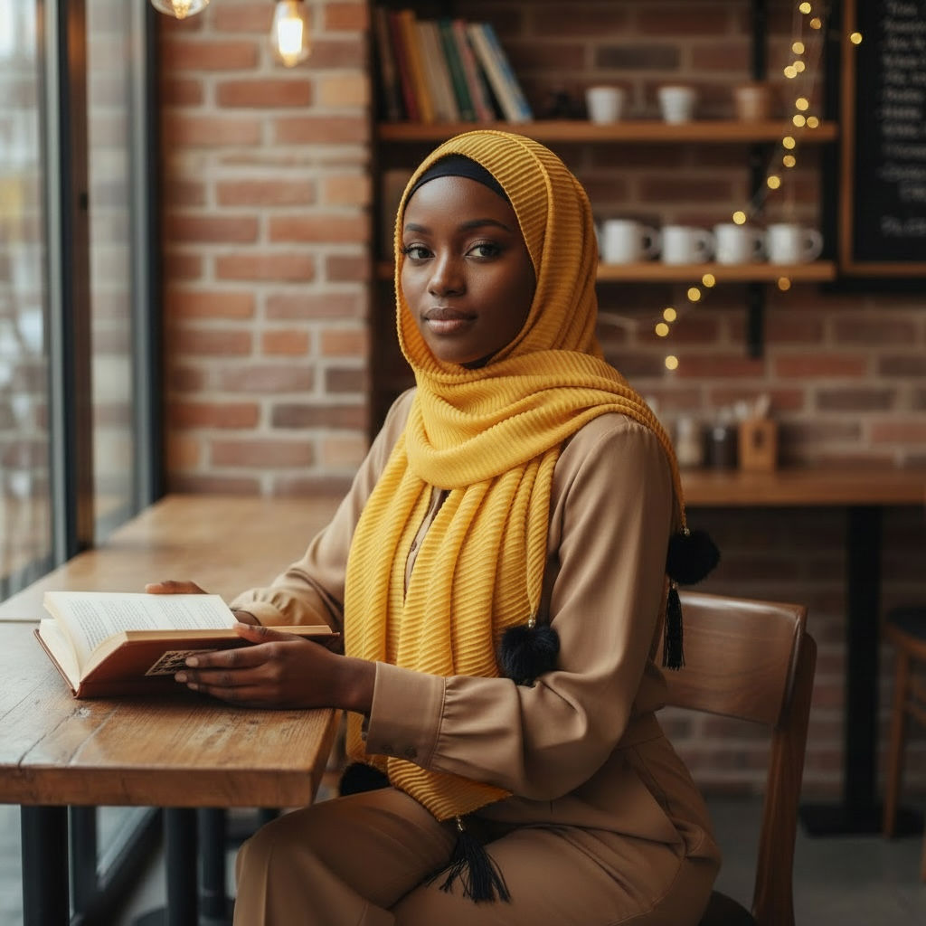 Maryam's Essential Premium Cotton Viscose Pleated Crinkle with Pom Pom Hijab