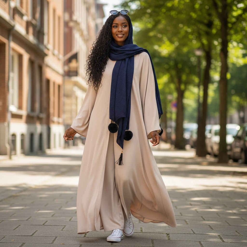 Maryam's Essential Premium Cotton Viscose Pleated Crinkle with Pom Pom Hijab