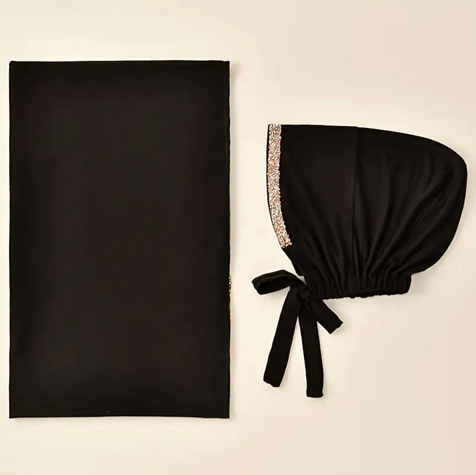 Thumbnail: Maryam’s Essential Diamanté Large Hijab &  Inner Cap Headscarf Hijab Set
