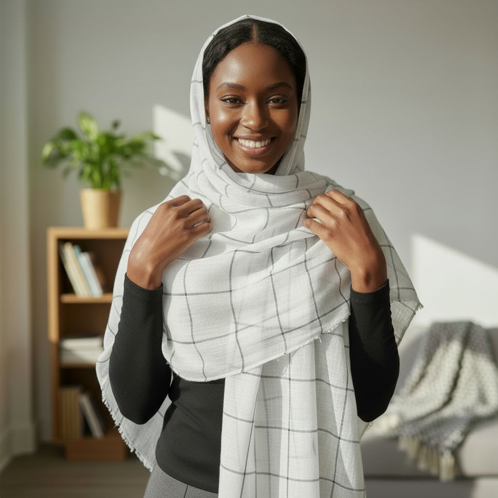 Maryam's Essential Premium Plain Checked Cotton Hijab