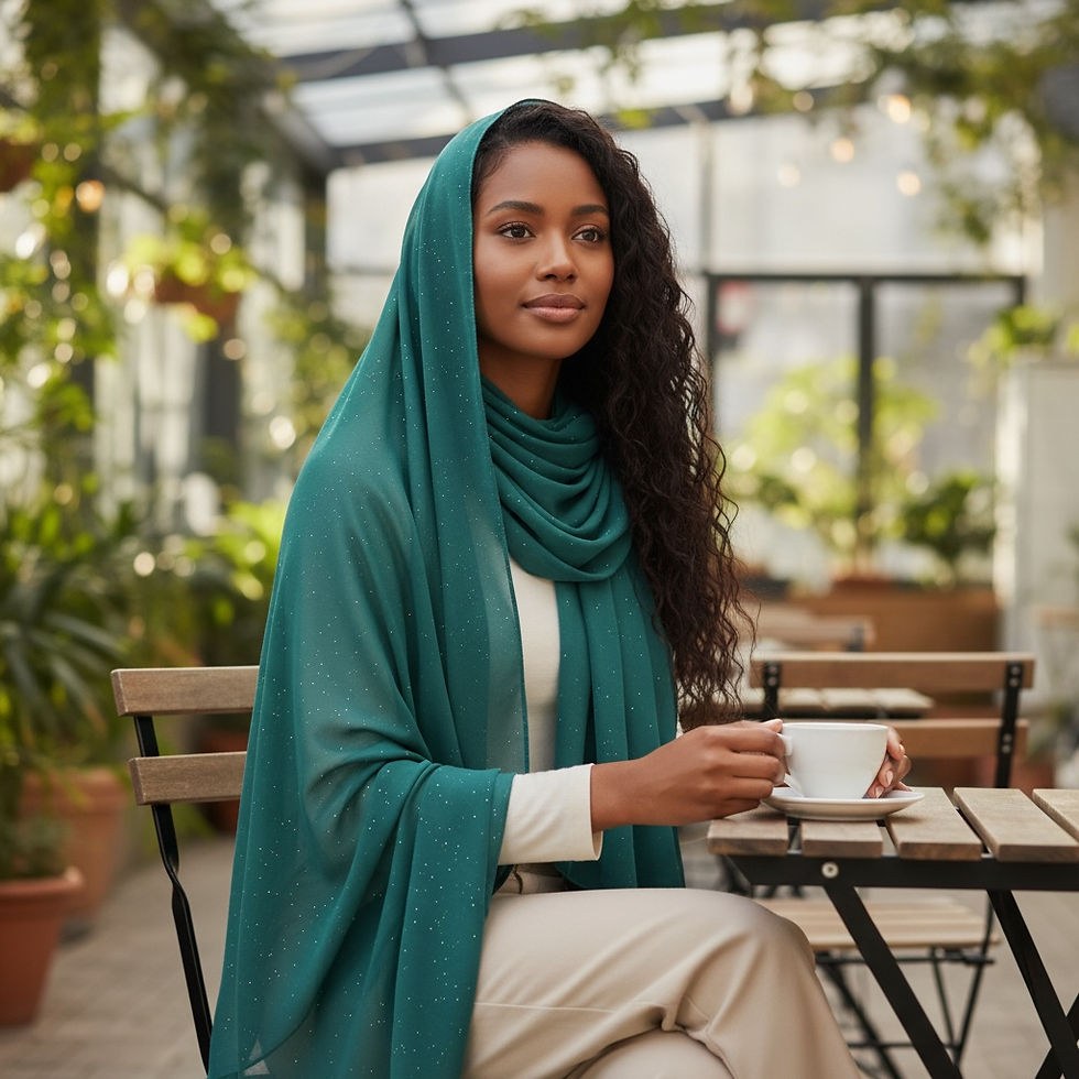 Thumbnail: Maryam's Essential Premium Plain Chiffon Hijab with Silver Dot Hijab