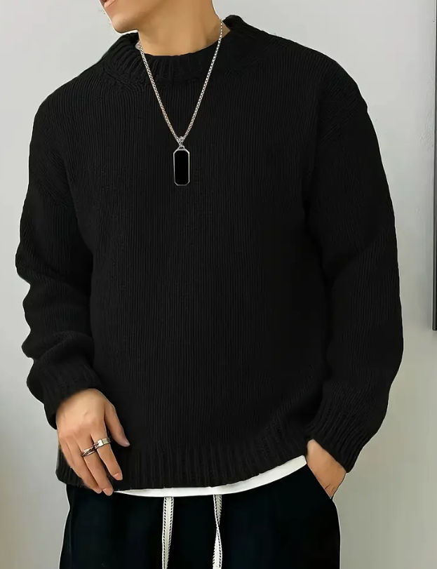 Maryam’s Essential Men Warm Knitted Pullover Crew Neck Long Sleeves Sweater