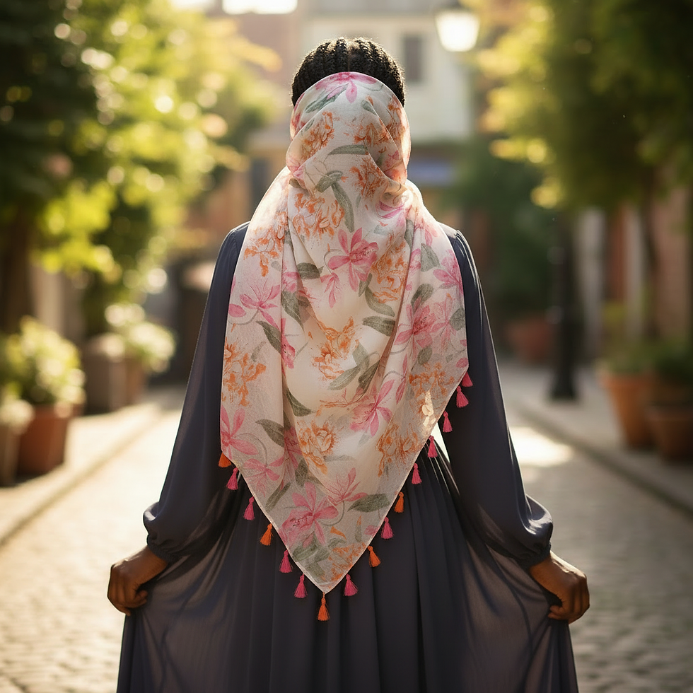 Thumbnail: Maryam's Essential Flower Printed Cotton Viscose Tassels Hijab/Scarf 