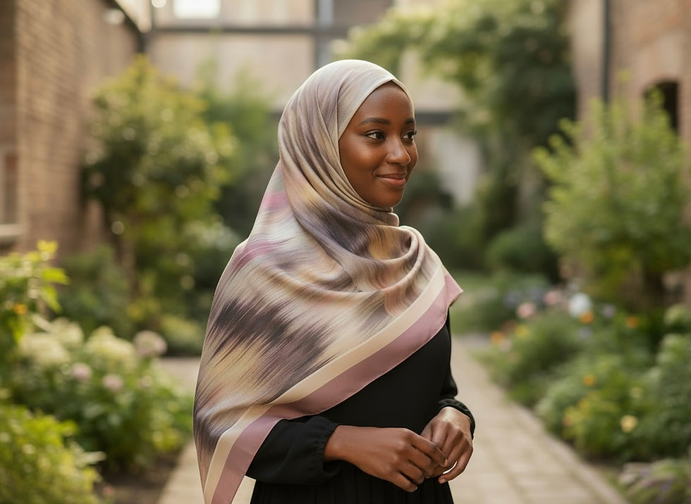 Thumbnail: Maryam's Essential Arab Pure Colour Square Printed Chiffon Hijab