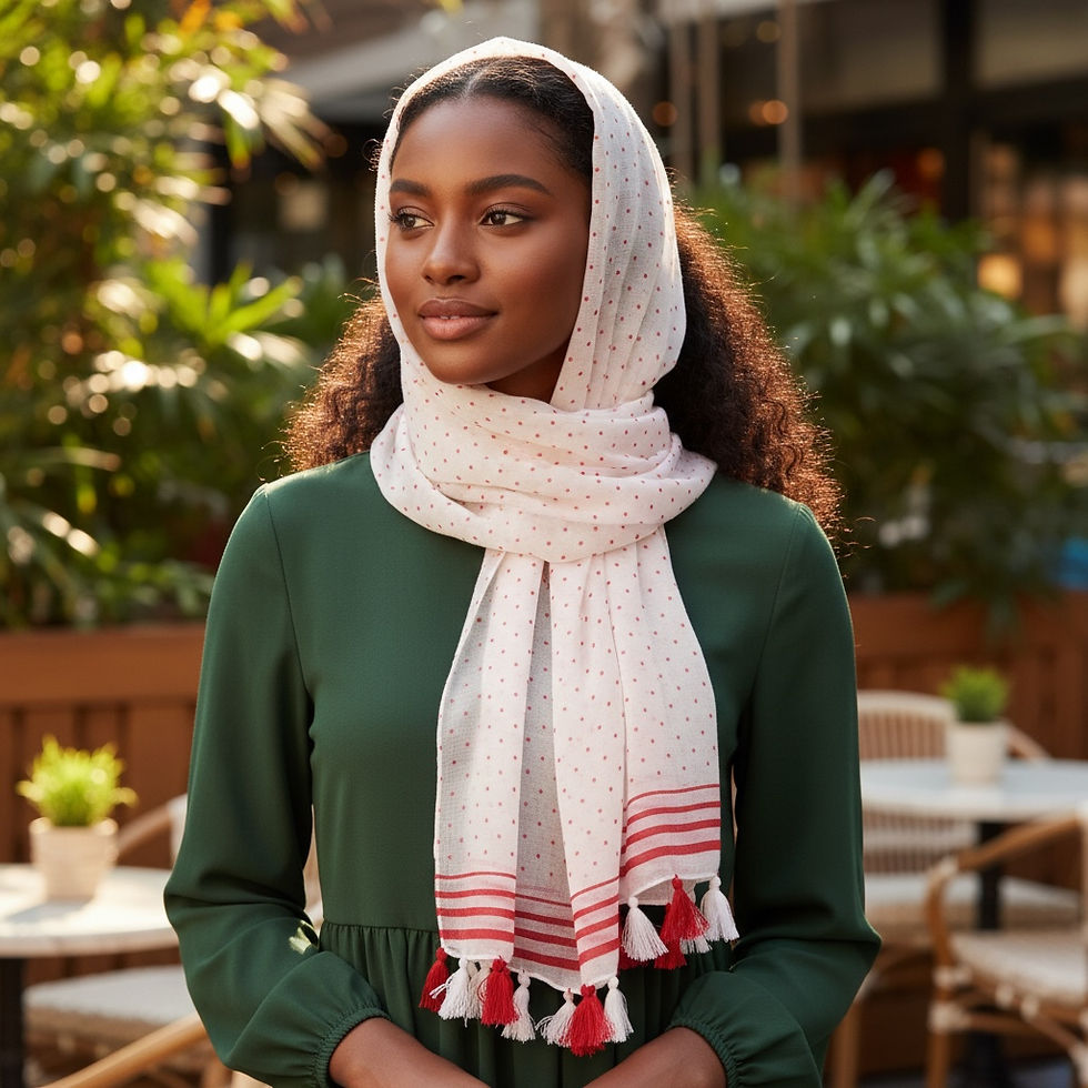 Thumbnail: Maryam's Essential Premium Polka Dot Cotton Viscose Tassel Hijabs