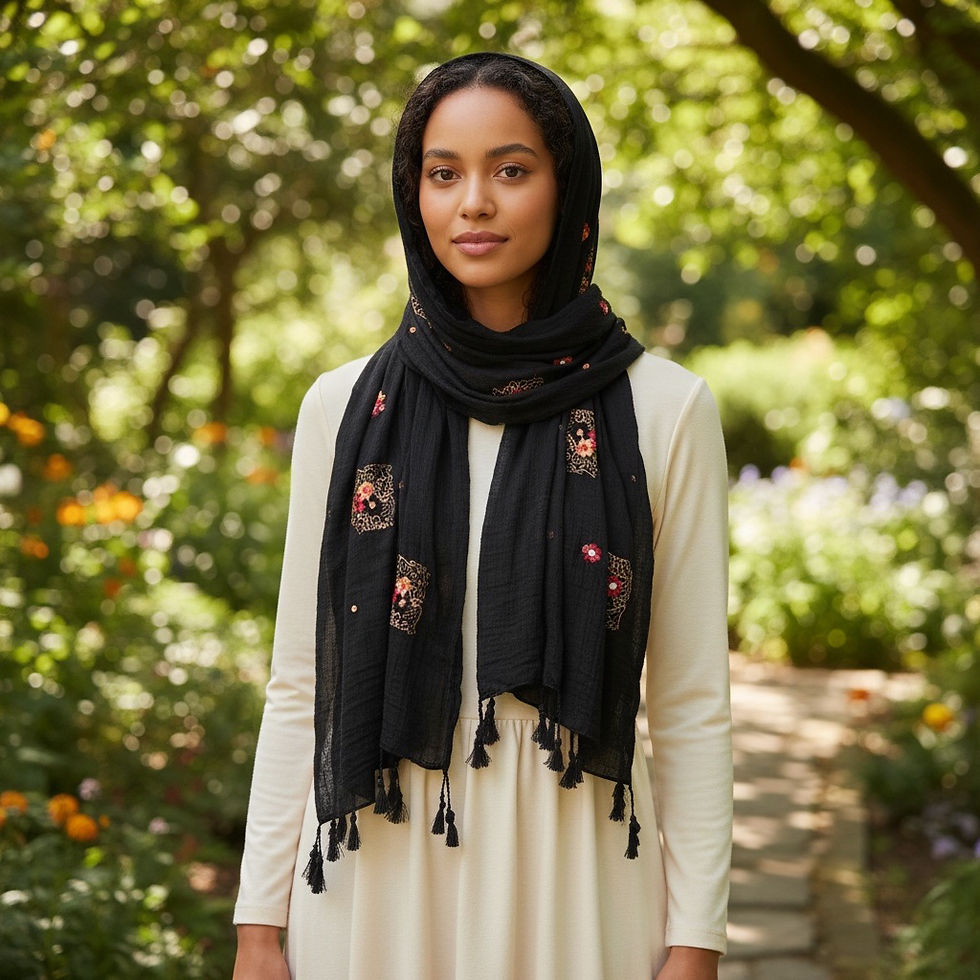 Thumbnail: Maryam's Essential Premium Gradual Colour Tassels Soft Cotton Hijab