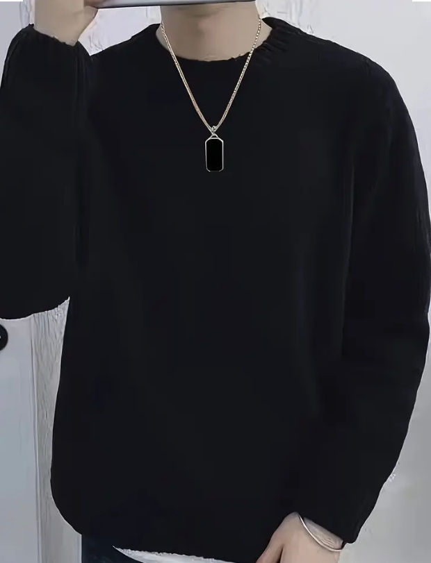 Thumbnail: Maryam’s Essential Men Warm Knitted Pullover Crew Neck Long Sleeves Sweater