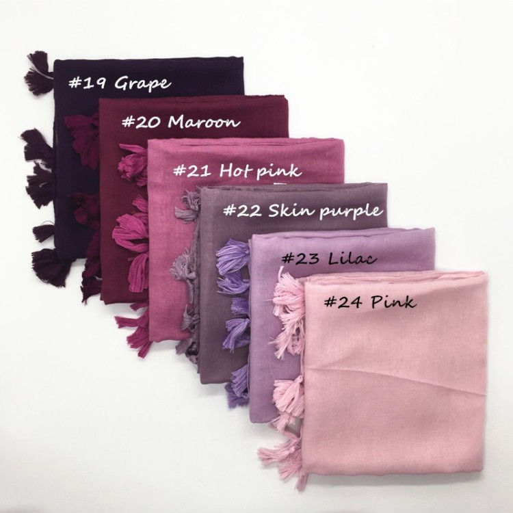 Thumbnail: Maryam's Essential Premium Plain Viscose Tassels Hijab