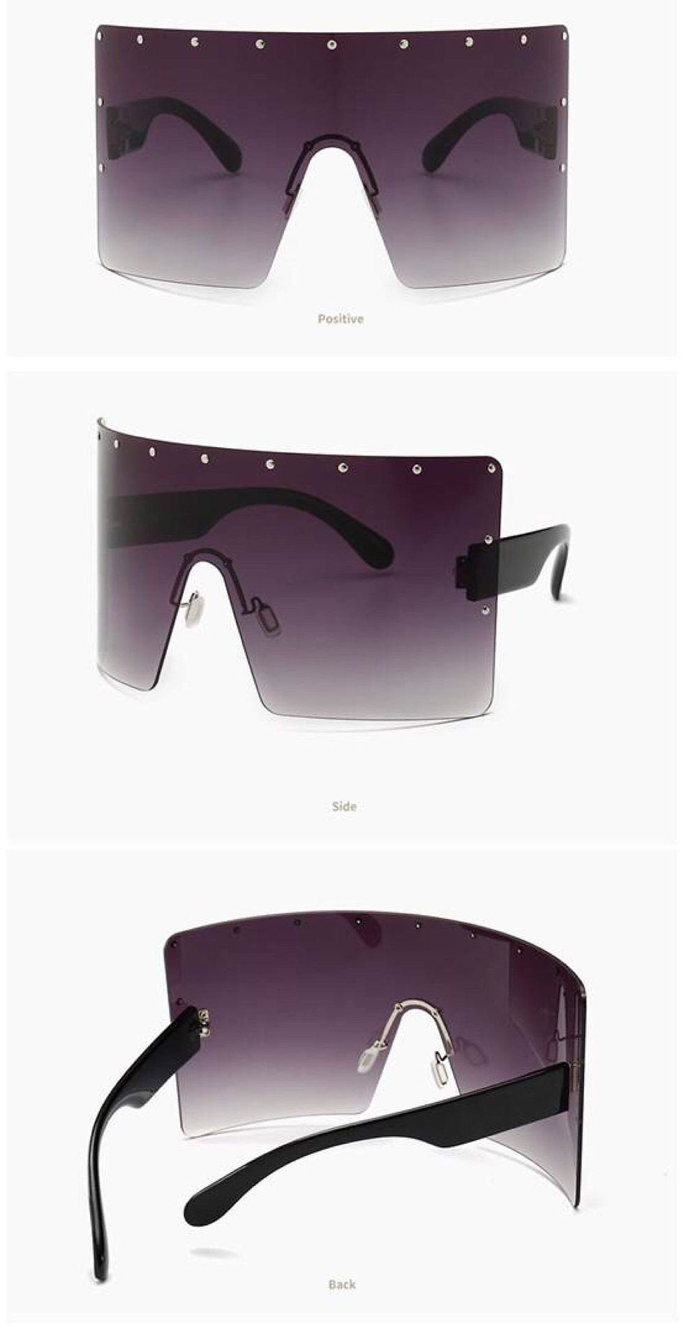 Thumbnail: Maryam's Diamond Brand Oversize Anti - Glare Privacy Shield Style Sunglasses