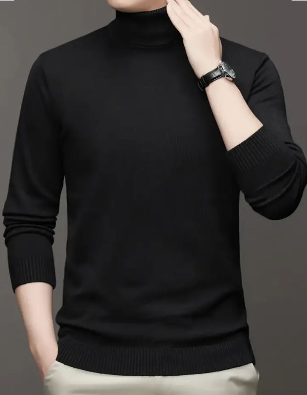 Thumbnail: Maryam’s Essential Men Warm Knit Turtle Neck Long Sleeves Sweater