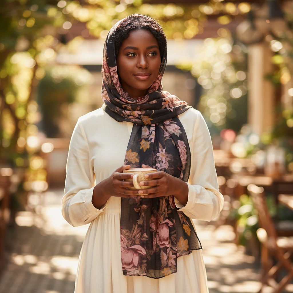 Maryam's Essential Luxury Floral Print Viscose Soft Hijab/Shawl