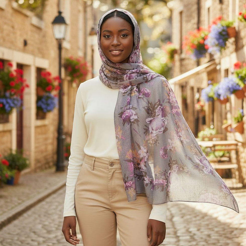 Thumbnail: Maryam's Essential Luxury Floral Print Viscose Soft Hijab/Shawl