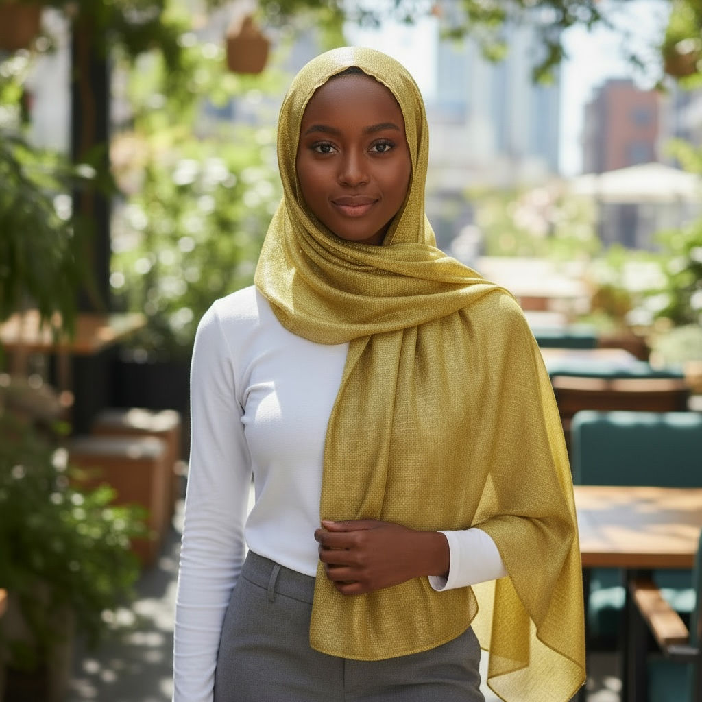 Maryam's Essential Premium Shiny Plain Linen Silk Polyester Hijab
