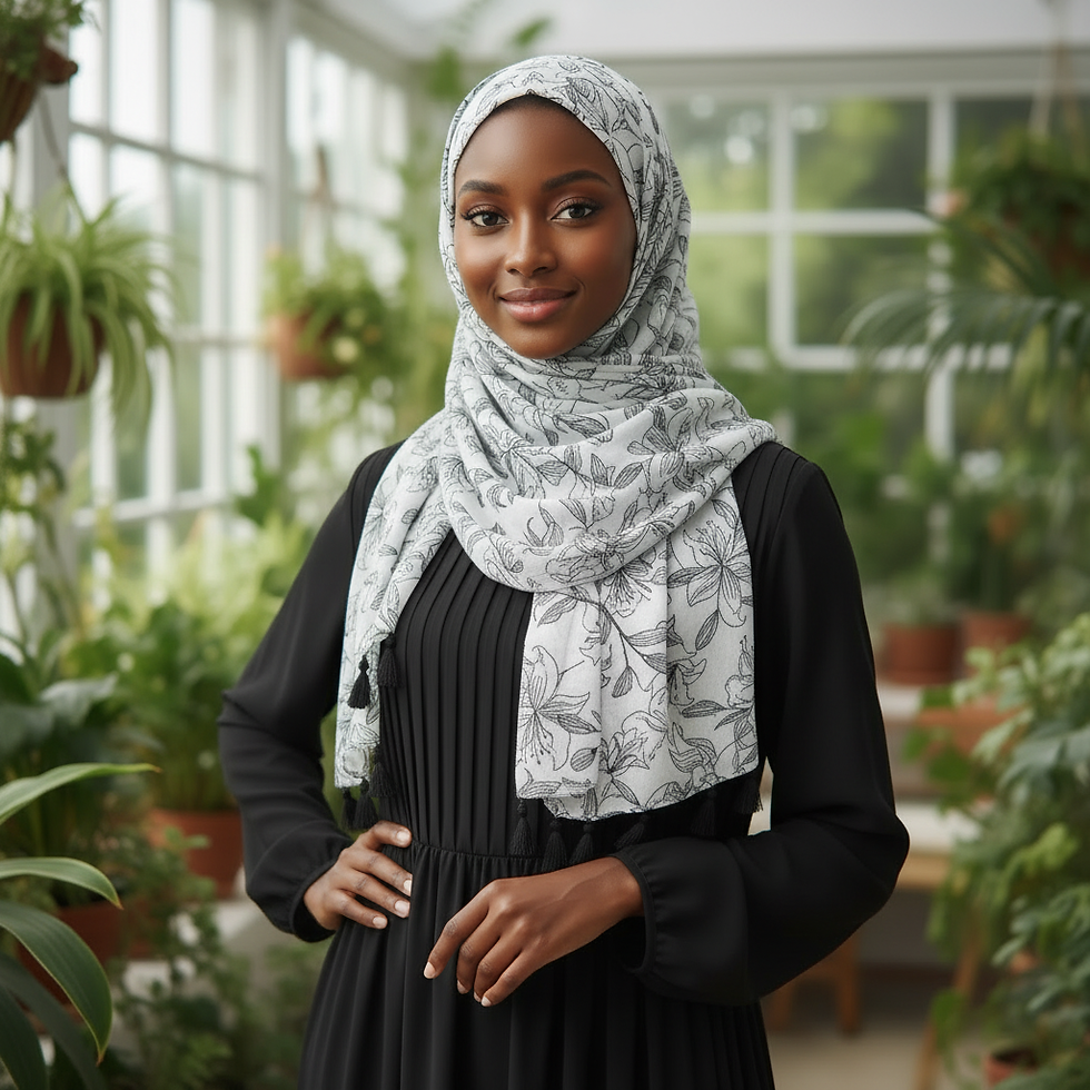 Thumbnail: Maryam's Essential Printed Cotton Viscose Tassels Hijab