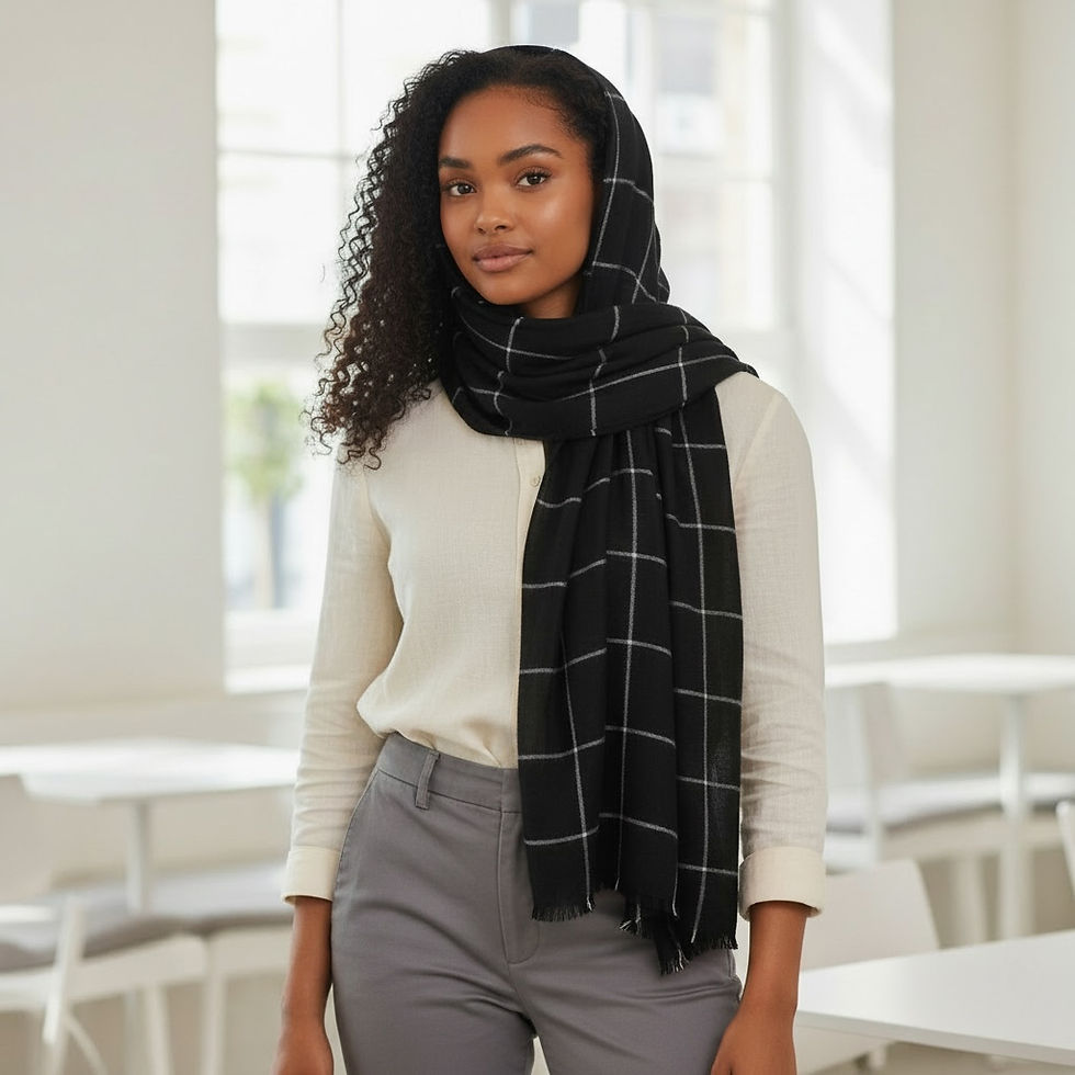 Thumbnail: Maryam's Essential Premium Plain Checked Cotton Hijab