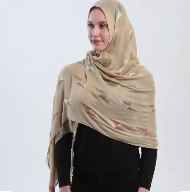 Maryam's Essential Printed Cotton Viscose Tassels Hijab Scarf