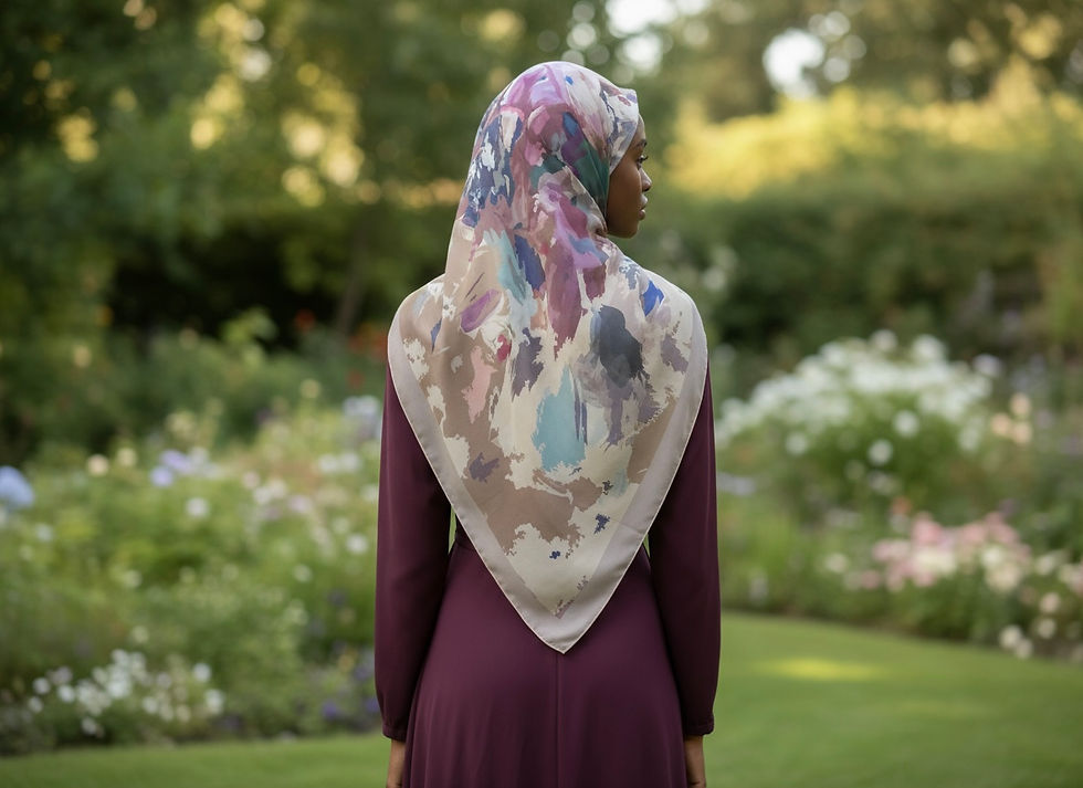 Thumbnail: Maryam's Essential Arab Pure Colour Square Printed Chiffon Hijab