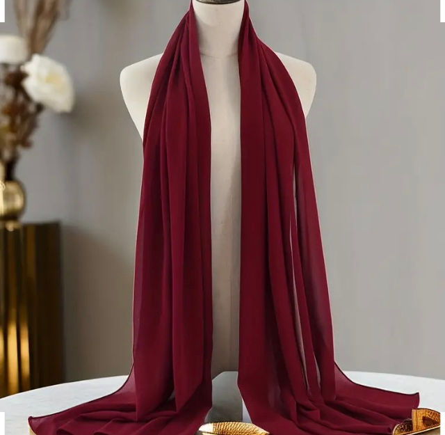 Thumbnail: Maryam's Diamond Style Extra Large Plain Premium Chiffon Scarf/Hijab