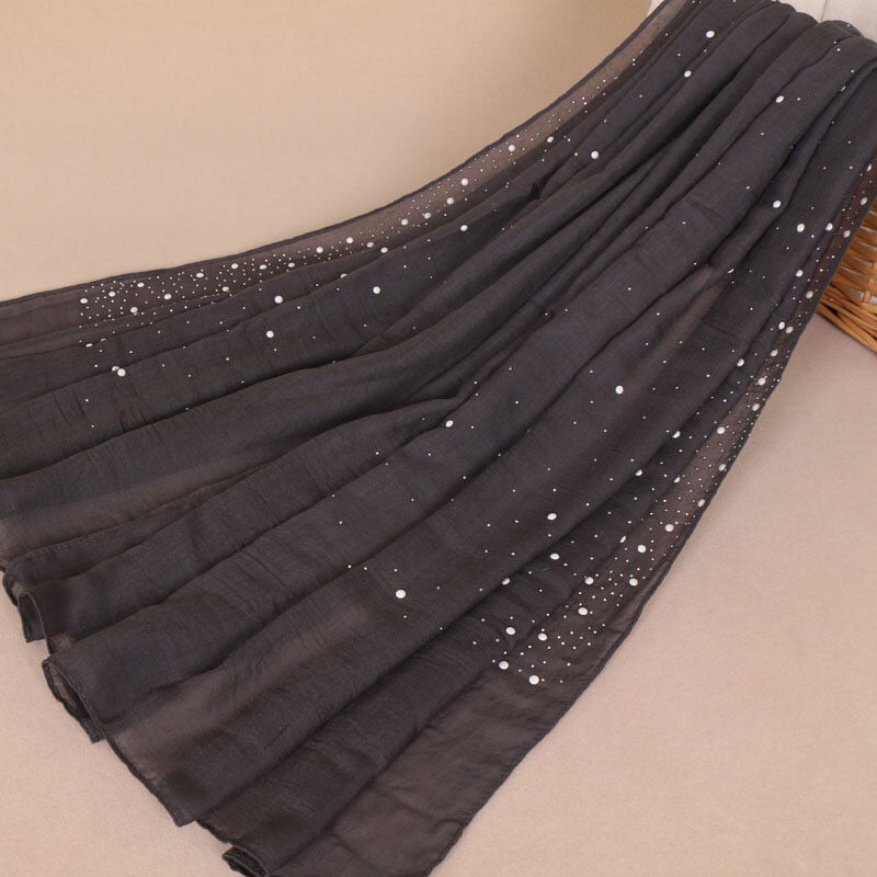Thumbnail: Maryam's Diamond Style Cotton Viscose with Pearls And Silver Stones Hijab