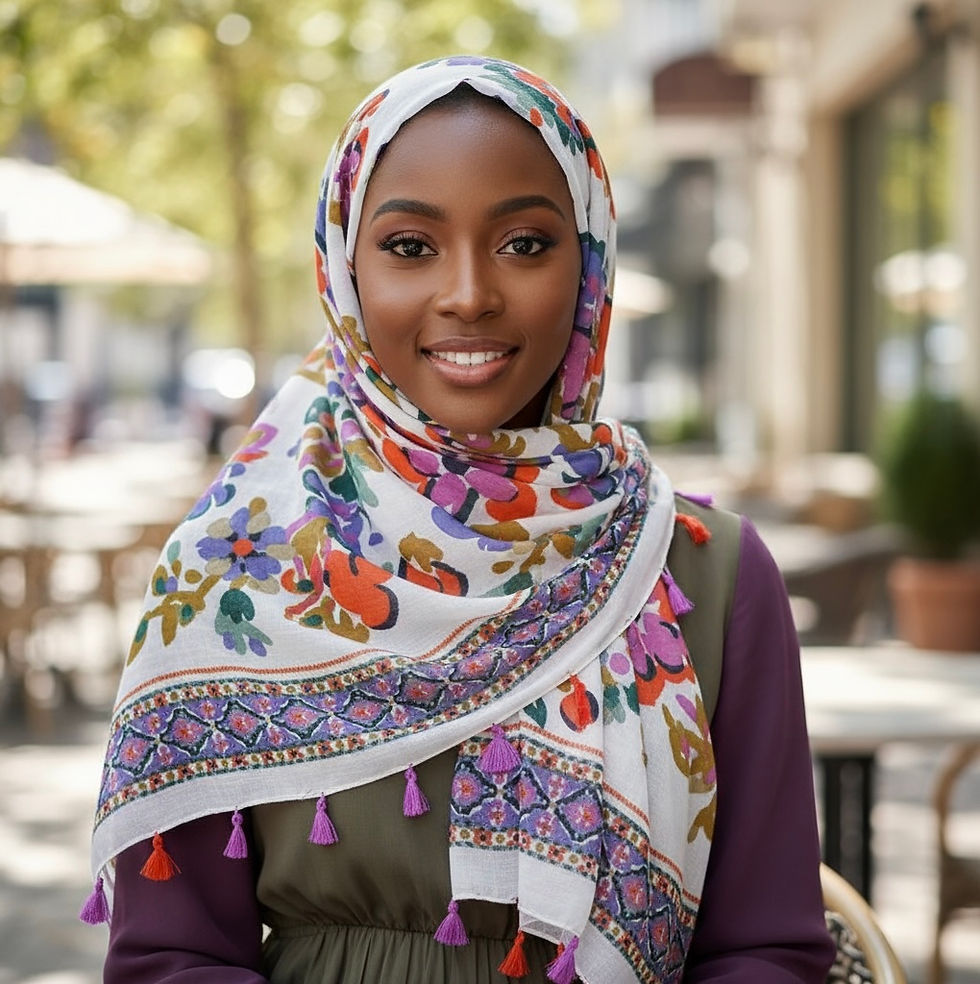 Thumbnail: Maryam's Essential Printed Cotton Viscose Tassels Hijab