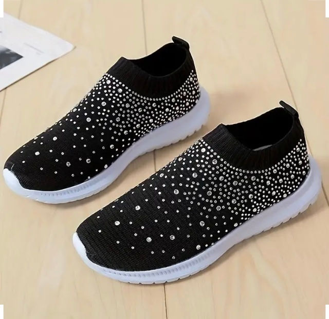 Thumbnail: Maryam’s Essential Lightweight Knit Diamanté Sneaker  Slip on  Low Top Shoes